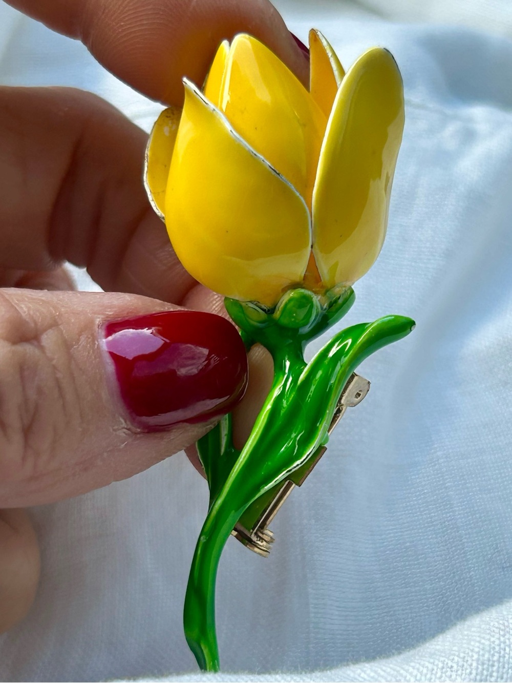 SVintage Enamel Yellow Tulip Flower Vintage Enamel Yellow Tulip Flower Brooch